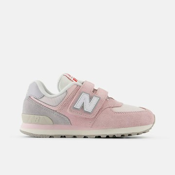 New Balance 574 [PV574BKM] 中童 運動休閒鞋 復古鞋 寬楦 魔鬼氈 舒適 粉紅 灰