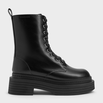 粗綁帶厚底軍靴