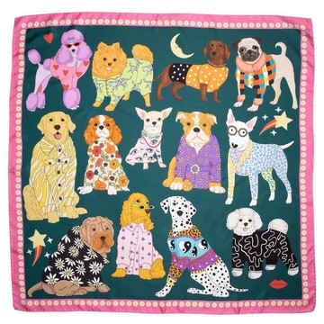 英國 Karen Mabon 藝術插畫 義大利製絲巾 犬秀場