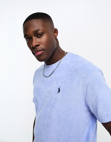 Polo Ralph Lauren icon logo cotton terry t-shirt in light blue