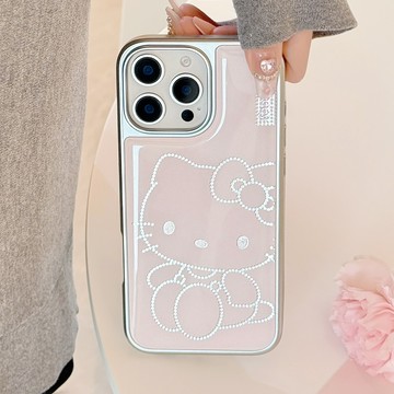 鎏金iphone16手機殼15promax粉色卡通貓咪14蘋果13滴膠12適用華為