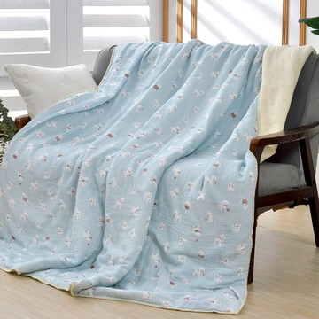 La Belle 雙層泡泡紗 純棉 抗菌 親膚 涼被 5x6.5尺 萌萌比熊 可水洗 空調被 格蕾寢飾