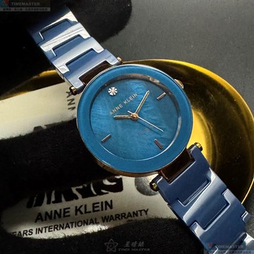 [星晴錶業]ANNE KLEIN手錶,34mm,AN00593寶藍色錶面寶藍錶殼寶藍陶瓷錶帶款