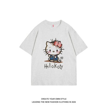 vintage美式復古風卡通印花t恤小眾學院風純棉女生上衣 印花寬鬆情侶短袖T 上衣女 美式t  韓版T 大學T