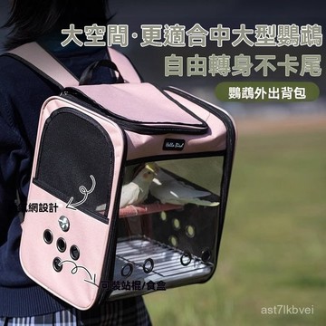 🔥鸚鵡專屬🔥鸚鵡外出包 鸚鵡透明包 高端鸚鵡背包 大型鸚鵡外出籠 鳥外出籠 花椒木站棍含食杯鸚鵡外出包 大型鸚鵡外出 便