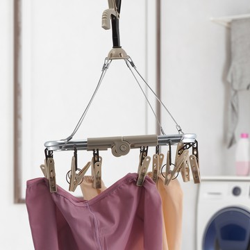 陽光家族鋁合金折疊鋼繩曬架-14夾