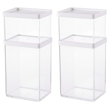 Changsin Living 昌信生活 POCKET冰箱萬用收納盒系列 保鮮盒 Set 透明盒身設計 適用冰箱側門和夾層 直角設計可堆疊  2組  4 個容器 + 4 個蓋子