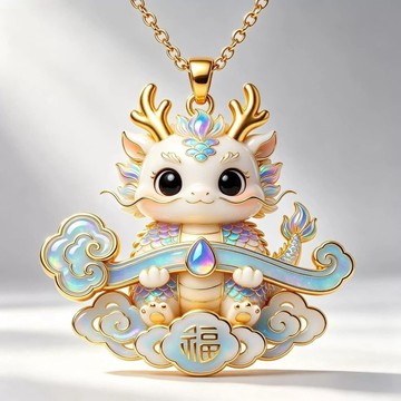 臺灣出貨⚡【可開發票】國潮萌龍福運項鍊小衆設計感祥雲吊墜日常百搭不撞款生日禮物送禮