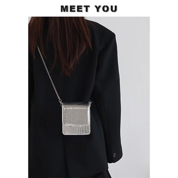 銀色超火精致鏈條迷你包包女2026新款輕奢小眾高級感手機斜挎小包