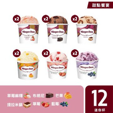 哈根達斯 甜點饗宴迷你杯12入(草莓麻糬&布朗尼)