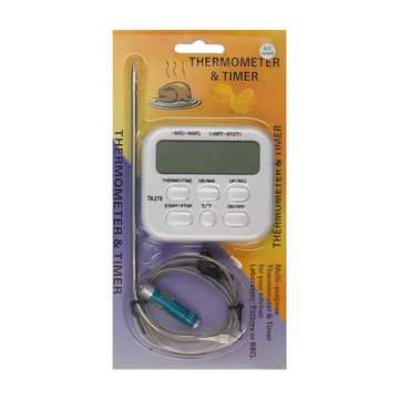 警報式電子溫度計 白色 數位顯示 適用於烘焙、燒烤  1個