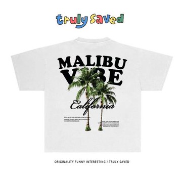 250克重磅純棉！MALIBU洛杉磯海濱椰子樹ins設計時尚百搭短袖T恤