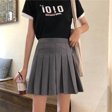 灰百褶裙秋季女半身裙黑色高腰小個子短裙學院風2021大碼百折半裙