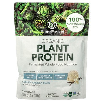 PlantFusion, 有機植物蛋白質，奶油香草豆，21.4 盎司（609 克）