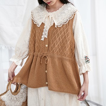 文藝風針織坎肩背心090351