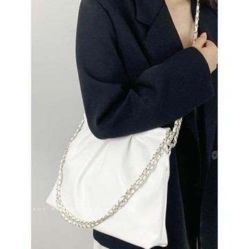 陳慕家包包女2026新款褶皺鏈條大容量托特包通勤單肩斜挎包流浪包