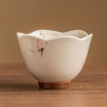 工廠手繪粉色蘭花花口杯陶瓷功夫茶品茗杯茶杯主人杯女士茶具茶盞