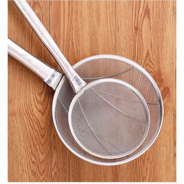 不銹鋼撈勺商用笊籬家用廚房大號細網漏網圓形撈面漏勺過濾網油炸