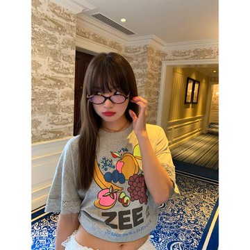 落落狷介寬松遮肚子灰色短袖T恤