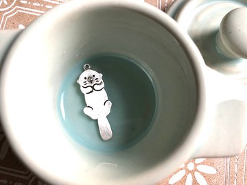 純銀**圖畫系列=海獺萌答答 /16~18吋純銀鍊** 純手作