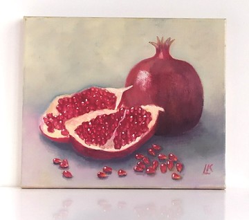 石榴 油畫 畫布 靜物 壁畫 水果畫 手繪藝術