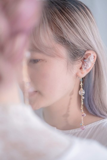 花箭滿簇鍍14K金不對稱針式耳環