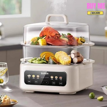 【三層大容量】電蒸鍋 蒸煮一體鍋 不鏽鋼蒸鍋 家用蒸籠 定時預約 多功能速蒸 健康無塗層 早餐麵點必備