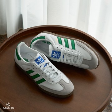 Adidas Samba OG 男鞋 女鞋 白綠色 中性 運動 經典 復古 德訓鞋 皮革 休閒鞋 IG1024