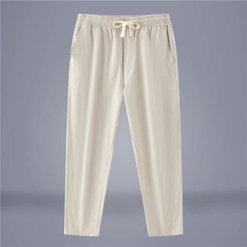 亞麻休閑褲男夏季薄款冰絲速干九分寬松直筒哈倫褲2025新款長褲子