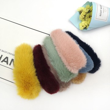 女童兔毛bb夾毛絨絨淑女發夾簡約冬季百搭成年邊夾碎發夾發飾