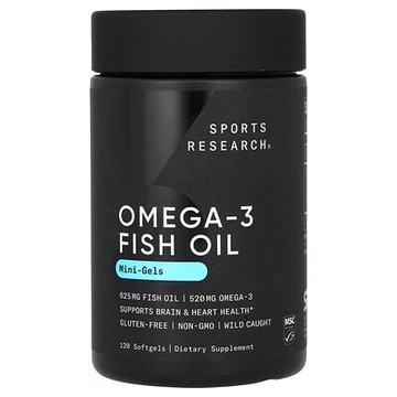 Sports Research, Omega-3 魚油，迷你凝膠，120 粒軟膠囊
