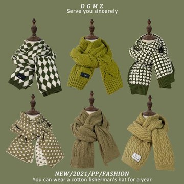 奶綠色圍巾女冬季格子芥末綠牛油果綠學生情侶圣誕禮物保暖圍脖男