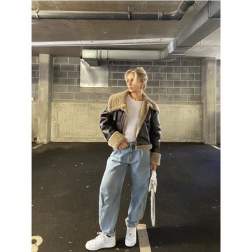 ZHAOLIN「法棍面包」復古短外套皮毛一體機車服新款百搭厚秋冬女