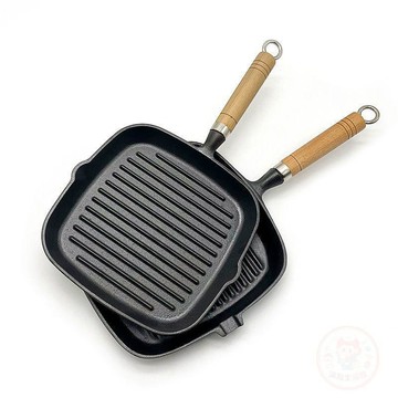 👑爆款推薦👑牛排小煎鍋煎魚專用鍋長方形套裝特厚鑄鐵條紋無塗層家用牛扒牛排
