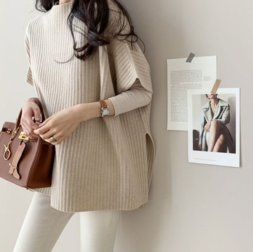 優雅針織披風外套