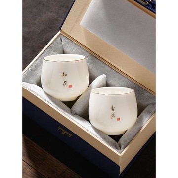 羊脂玉瓷主人杯茶杯對杯高檔個人專用陶瓷喝茶品茗杯情侶七夕送禮