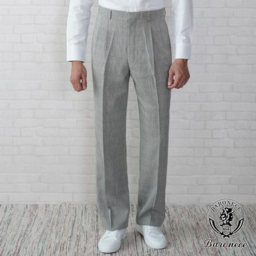 【BARONECE】層次直條羊毛打摺西褲_灰色(67115-03)