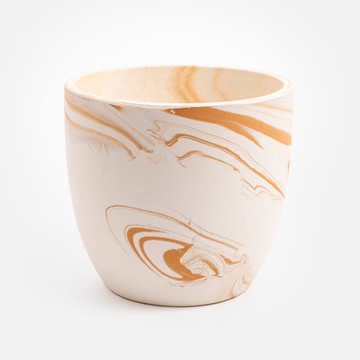 查莉大理石流紋陶瓷盆器5吋圓盆 橘