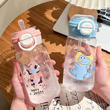 【全店免運 臺灣發貨】高顔值2025女生塑料新款夏季雙飲吸管便捷學生幼兒園卡通隨手杯防摔 耐高溫 ins風 食品級 水杯