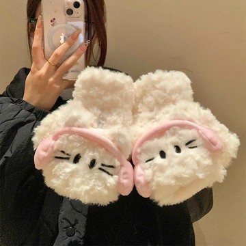 🔥臺灣出貨🔥耳機貓翻蓋露指女秋冬季可愛百搭學生防寒保暖寫字可觸屏戶外手套