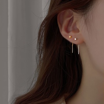 925純銀耳釘女年新款潮耳線簡約氣質耳環冷淡風耳墜耳飾