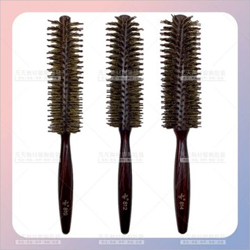 日本加長豬鬃按摩圓梳10排大中小[42904] 豬鬃毛 造型梳子 圓梳 木柄捲梳 專業美髮圓梳 豬鬃梳 美髮沙龍專用