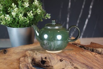 【送禮好物】240ml 墨綠 天目釉 圓滿茶壺 鶯歌名家葉敏祥作品