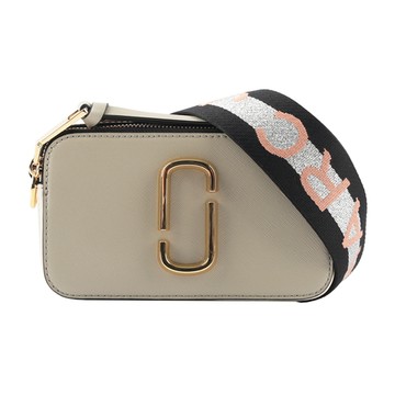 MARC JACOBS SNAPSHOT 防刮撞色雙層斜背/相機包-淺灰/粉