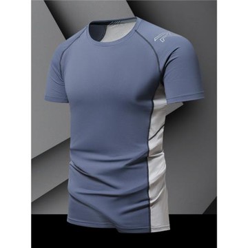 彈力健身服男士冰絲運動服跑步速干衣短袖t恤男夏季透氣絲滑上衣