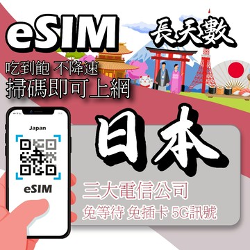 【無公平流量原則】日本 eSIM 原生網路 24H在線發貨 網卡 沖繩 北海道esim esim日本 不降速 吃到飽
