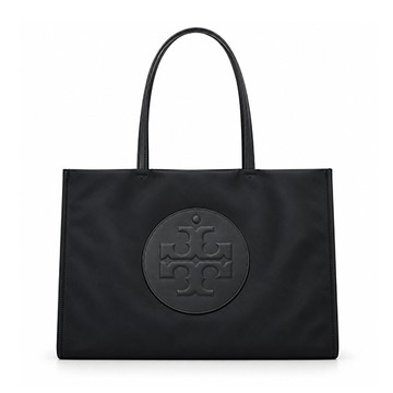 TORY BURCH ELLA 經典立體LOGO尼龍托特包(大/黑)