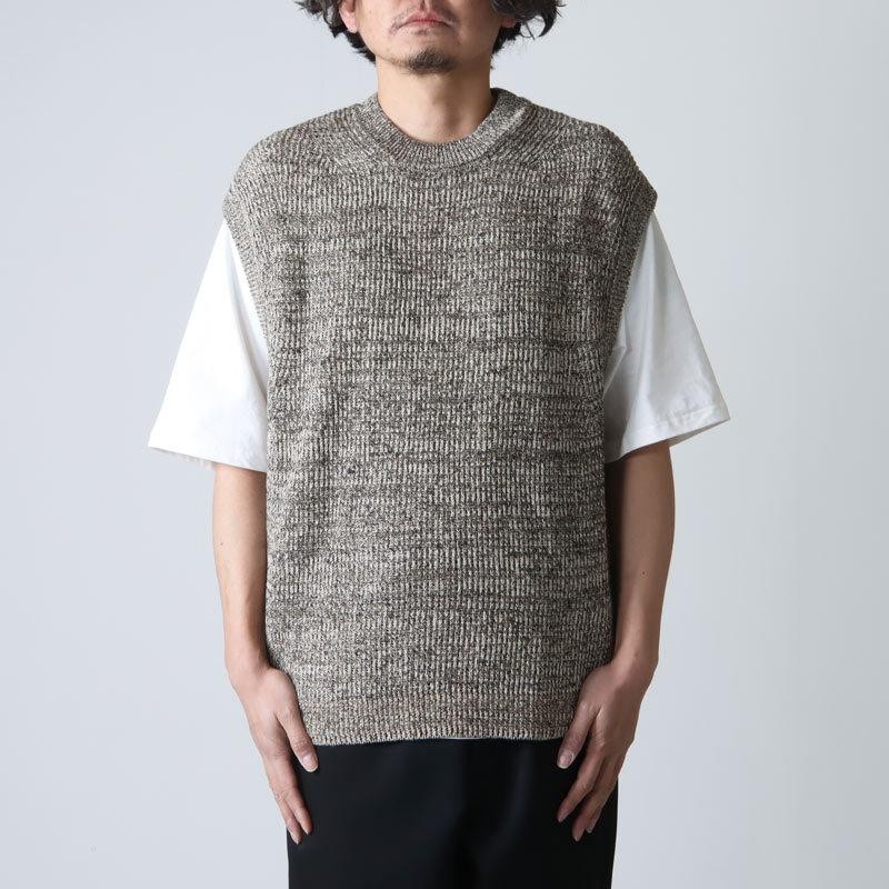 アンフィル  unfil WWSP-UU009 organic hemp ribbed-knit vest オーガニック ヘンプ リブ ニット ベスト ブラック系 ベージュ系 44着丈