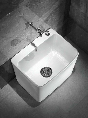 陽臺洗拖把池家用衛生間陶瓷大號地盆拖布池帕槽小號落地式/拖把池/墩布池/水槽池/拖布池