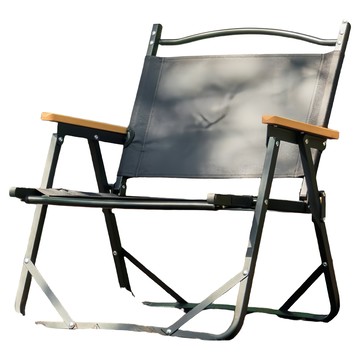 AMOS 鋁合金折疊櫸木扶手露營椅  600D牛津布  耐重120kg  黑色  1個